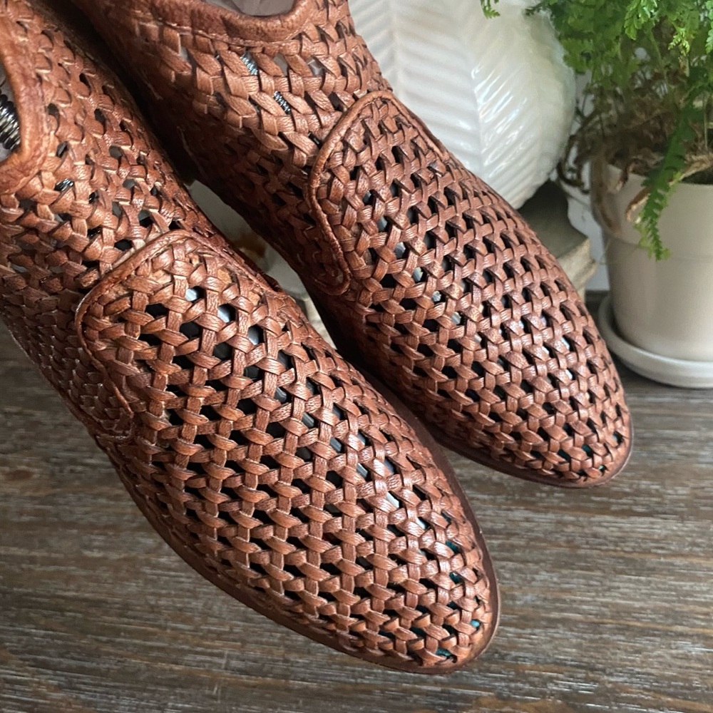Roan by Bed|Stu Boho Retro Perforated Ankle Booties Shoes Womens 9 Tan Brown‎